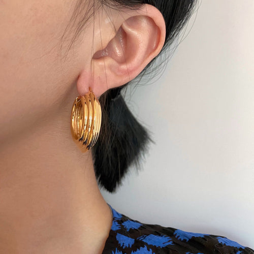 Lava Stripe Gold Earrings